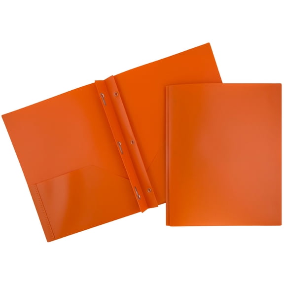 JAM Paper POP Plastic Folders with Clasps, Orange, 6 per Pack