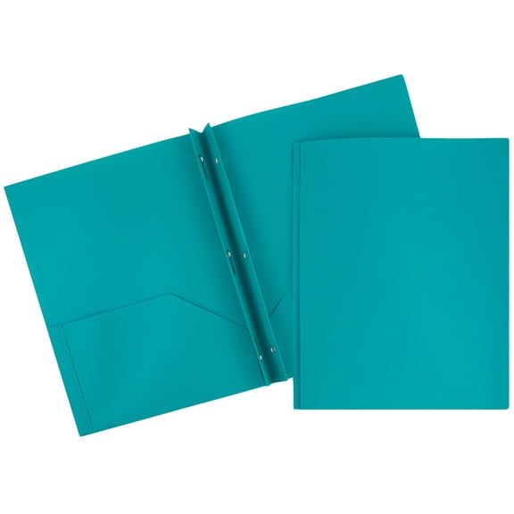 JAM Paper POP Plastic Folders with Clasps, Teal, 6 per Pack
