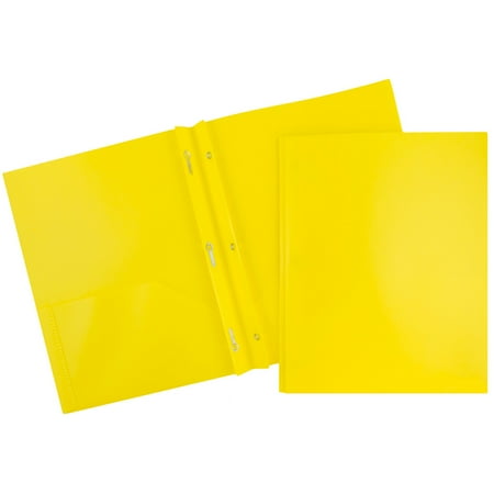 JAM Paper POP Plastic Folders with Clasps, Yellow, 6 per Pack