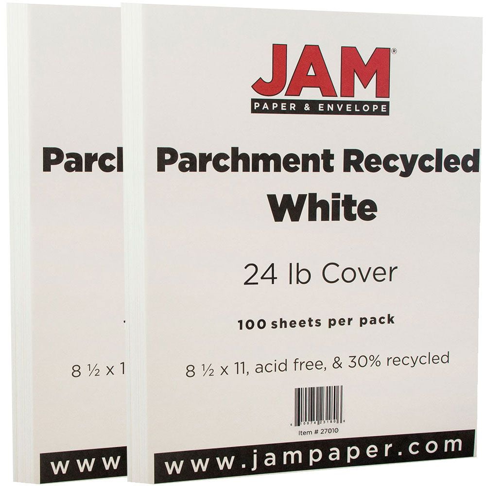 JAM Paper Parchment, 8 1/2 x 11, White Parchment, 24lb, 2 packs of 100