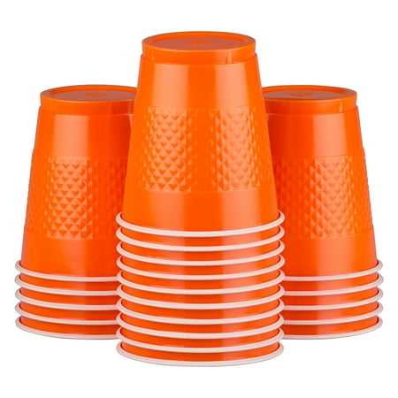 JAM Paper Party Plastic Cups, 12 oz, Orange, 200/Cups
