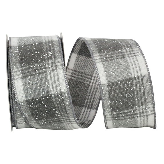 JAM Paper Plaid Christmas Multi-color Polyester Ribbon, 10yd x 2.5in, 1/Pack