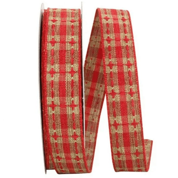 JAM Paper Plaid Christmas Multi-color Polyester Ribbon, 10yd x 4in, 1/Pack