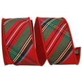 thumbnail image 1 of JAM Paper Plaid Dupioni Classic Diagonal Luxe Red Backed Wired Edge Ribbon, Red, 2.5in x 5yd, 1 per Pack, 1 of 1