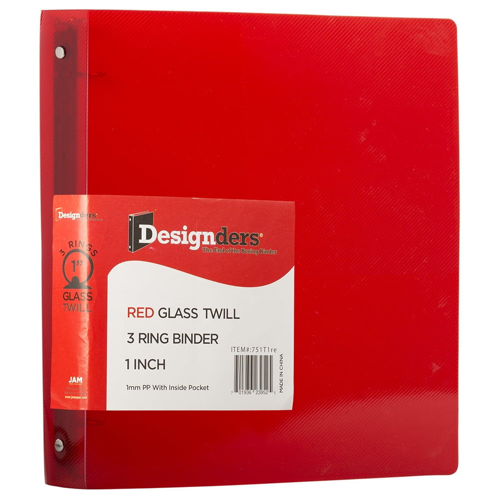 JAM Paper Plastic 1 in Binder, 3 Metal Rings, Red, Sold individually