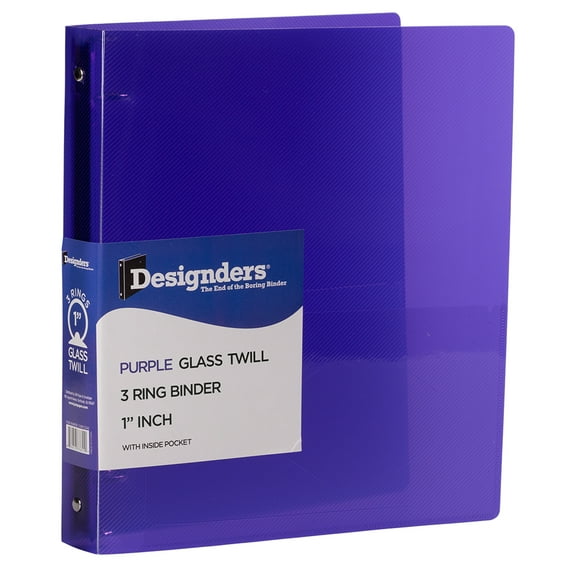 JAM Paper Plastic 1 in Binders, 3 Metal Rings, Purple, 1 per Pack