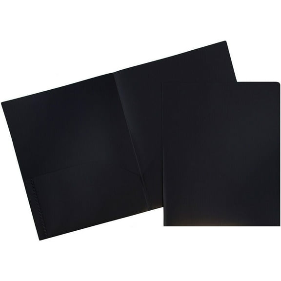 JAM Paper Plastic 2 Pocket School POP Folders, Black, 3/Pack