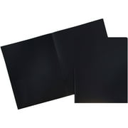 JAM Paper Plastic 2 Pocket School POP Folders, Black, Bulk 96/Pack