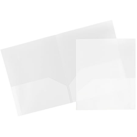 JAM Paper Plastic 2 Pocket School POP Folders, Clear, 6/Pack