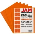 thumbnail image 1 of JAM Paper Plastic 2 Pocket School POP Folders, Orange, 6 per Pack, 1 of 4