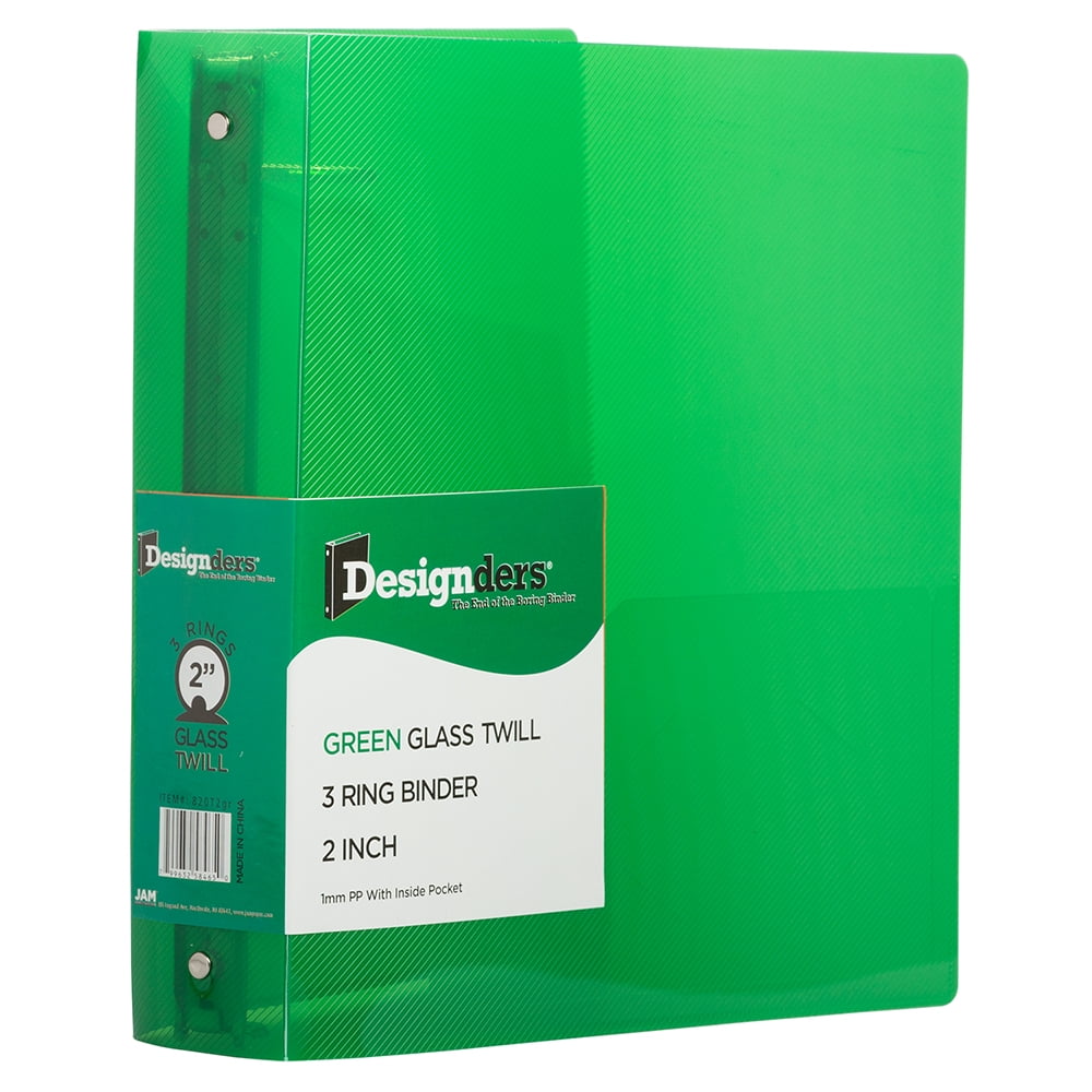 JAM PAPER & ENVELOPE JAM Paper Plastic 2 in Binders, 3 Metal Rings, Green, 1/Pack