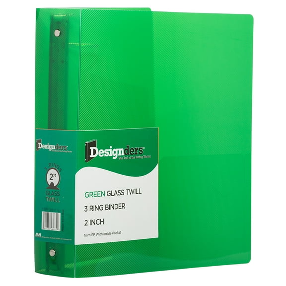 JAM Paper Plastic 2 in Binders, 3 Metal Rings, Green, 1/Pack