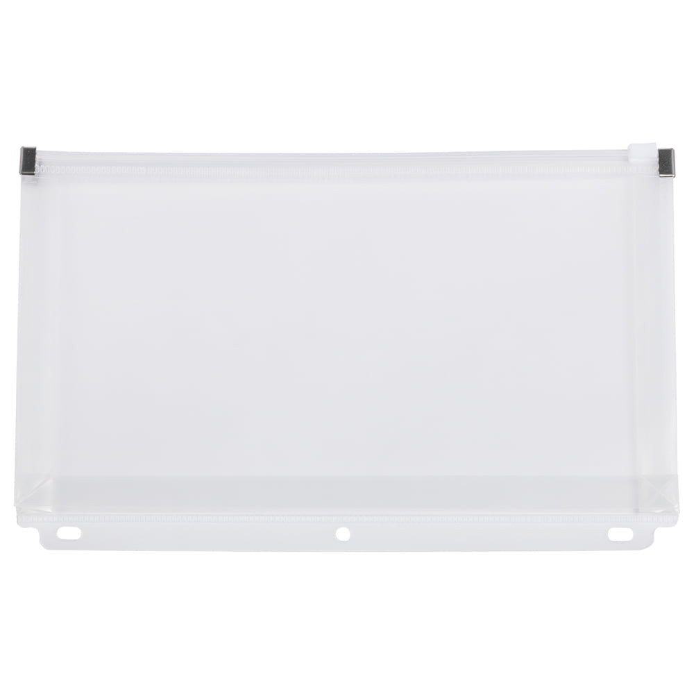 JAM Paper Plastic 3 Hole Punch Binder Envelopes with Zip Closure, #10, 6 x 9 1/2, Clear, 3/Pack