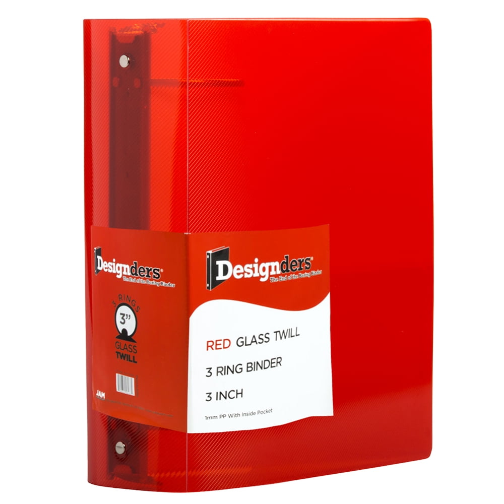JAM Paper Plastic 3 in Binders, 3 Ring, Red, Sold individually