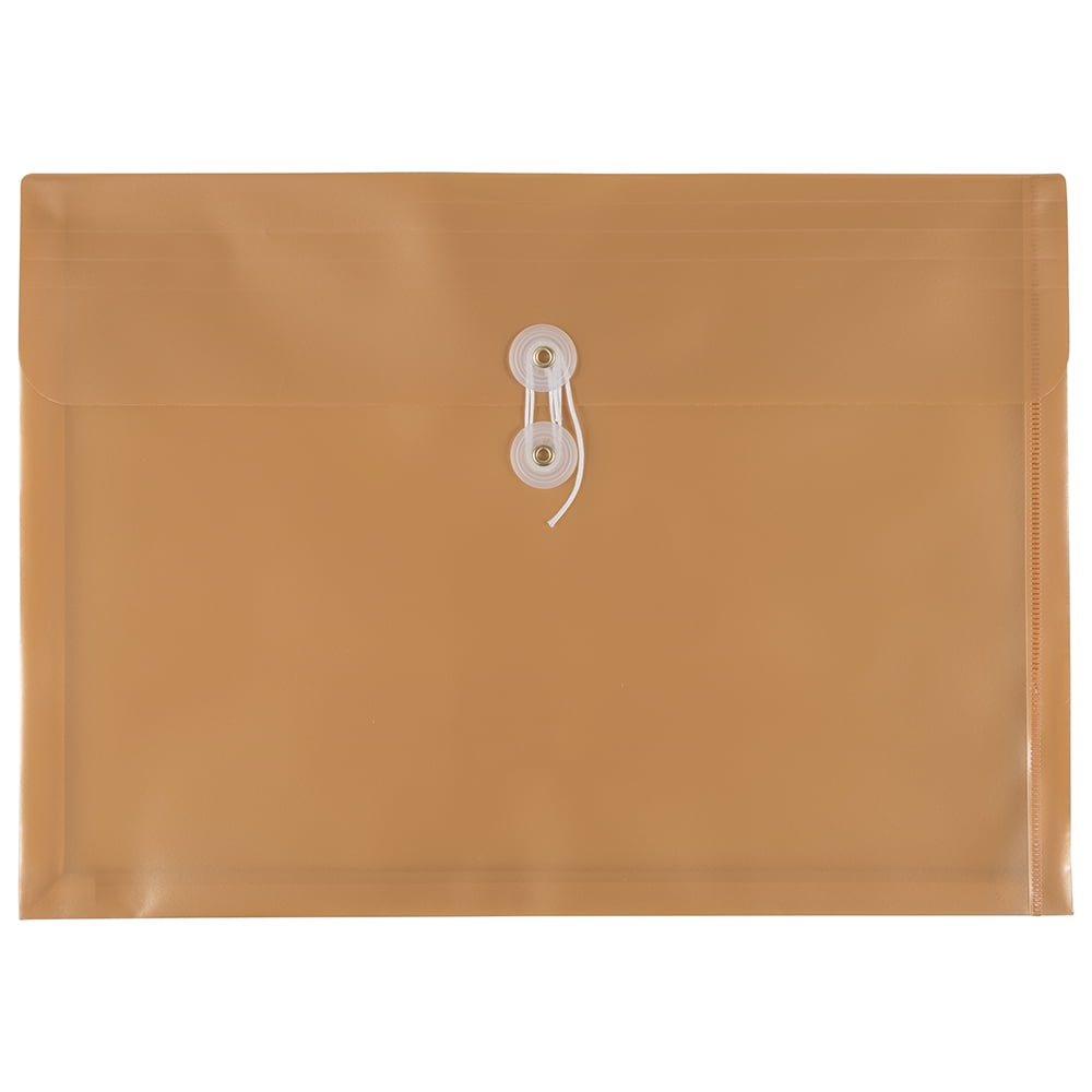 JAM Paper Plastic 9.75" x 14.5", Gold Pearl, 12 Per Pack