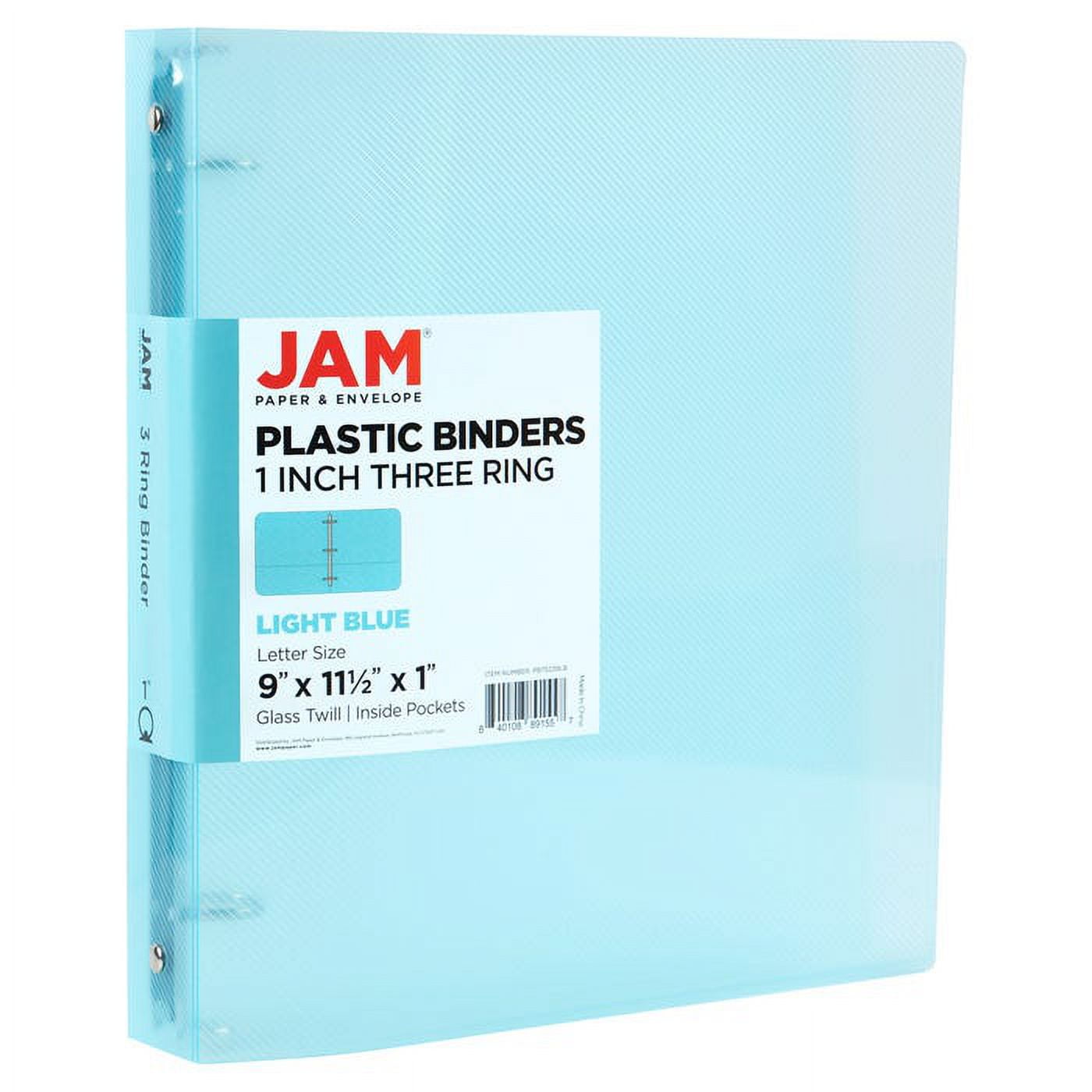 JAM Paper Plastic Binder, 1 inch, Light Blue, 11.5 x 10.25, 1 Pack