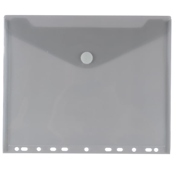 JAM Paper Plastic Binder Envelopes with Hook & Loop Closure, Smoke Grey, Letter Booklet (8 5/8 x 11 1/2 Inches), 12 Per Pack