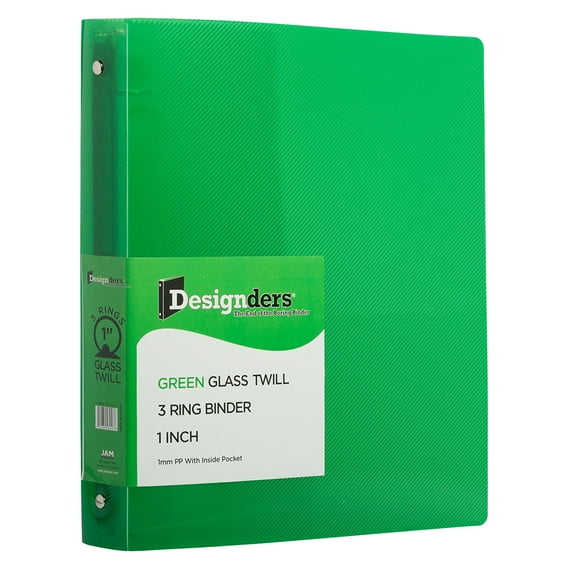 JAM Paper Plastic Binders, 1 inch, 3 Metal Rings, Green, 1 Pack
