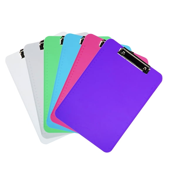 JAM Paper Plastic Clip Boards, Multicolor Clipboards, 9 x 12.5 in, 6 per Pack