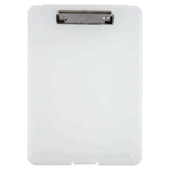 JAM Paper Plastic Clipboard with Storage, 9 x 13, Clear, 1 per Pack
