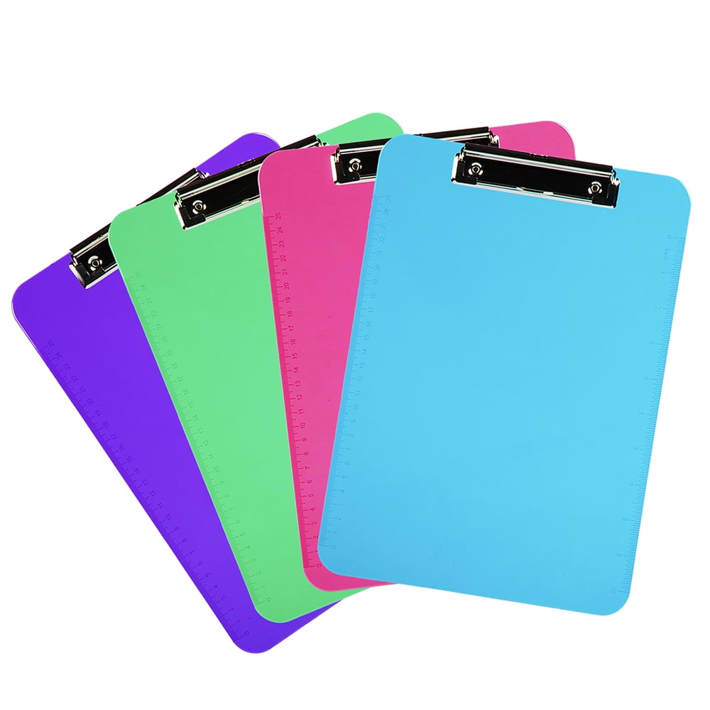 JAM Paper Plastic Clipboards with Low Profile Metal Clip Letter 9 x 12 1 2 Assorted Fashion Colors 4 Clip Boards Pack Walmart