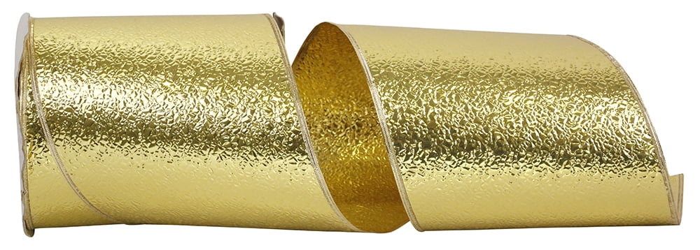 Ice Pack Ribbon JAM Paper Plastic Cracked Ice Ribbon, Gold, 6in x 50yd, 1/Pack ...