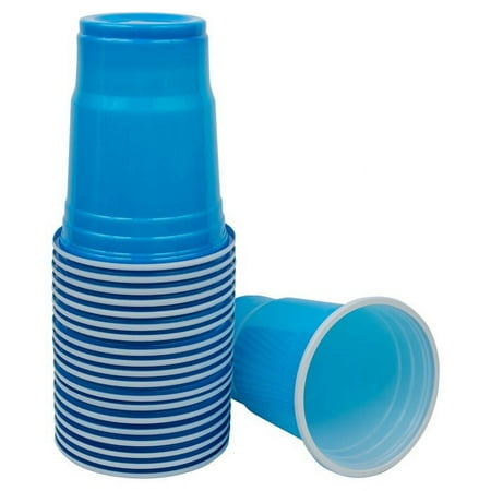JAM Paper Plastic Cups, 12 oz, Sea Blue, 20/Pack