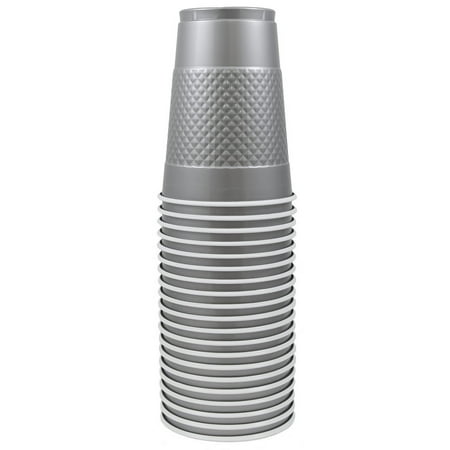 JAM Paper Plastic Cups, 16 oz, Silver, 20/Pack