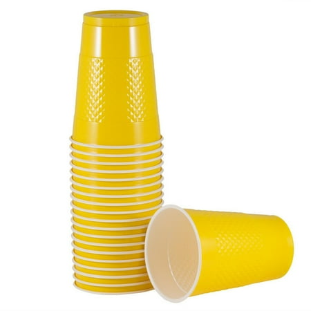 JAM Paper Plastic Cups, 16 oz, Yellow, 20 per Pack