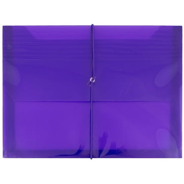 JAM Paper Plastic Elastic Envelope, 9.8x13x2.6, Purple, 2 5/8 Expansion, 1/Pack