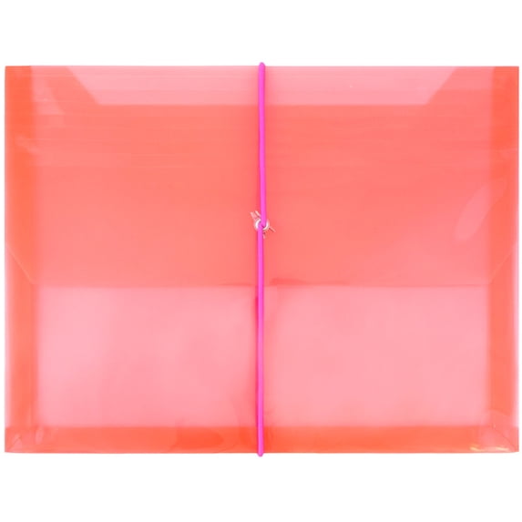 JAM Paper Plastic Elastic Envelope, 9.8x13x2.6, Red, 2 5/8 Expansion, 1/Pack
