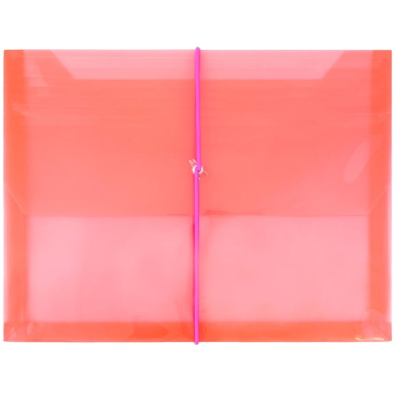 JAM Paper Plastic Elastic Envelopes, 9 3/4 x 13 x 2 1/4, Red, 2 5/8 Expansion, 12/Pack