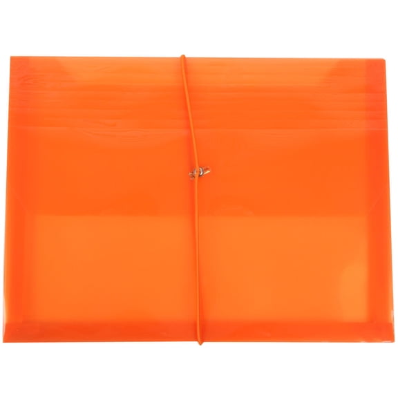 JAM Paper Plastic Elastic Envelopes, 9.8x13x2.6, Orange, 2 5/8 Expansion, 12/Pack