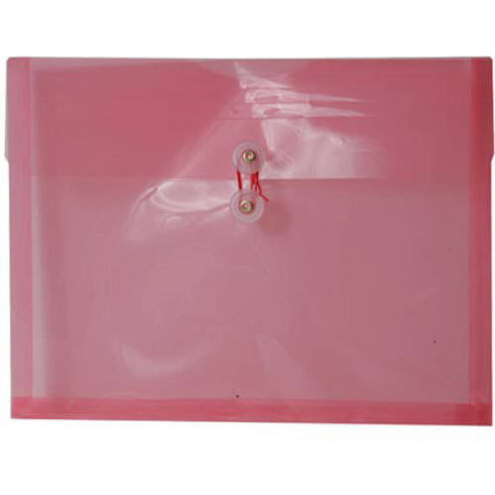 Jam Paper Plastic Envelopes with Button & String Tie Closure - Letter Booklet - 9 3/4 x 13 - Orange - 12/Pack