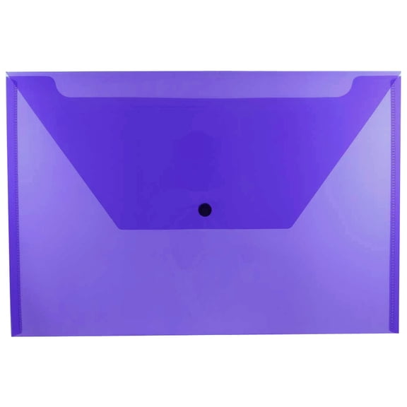 JAM Paper Plastic Envelope with Snap Closure, Legal Booklet, 9 3/4" x 14 1/2", Purple, 12/pack