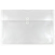 JAM Paper Plastic Envelopes, 12 x 18, Clear, 12/Pack, Button String, Booklet