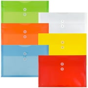 JAM Paper Plastic Envelopes, 9 3/4 x 14 1/2, Assorted, Button String, Legal Booklet, 6 Pack