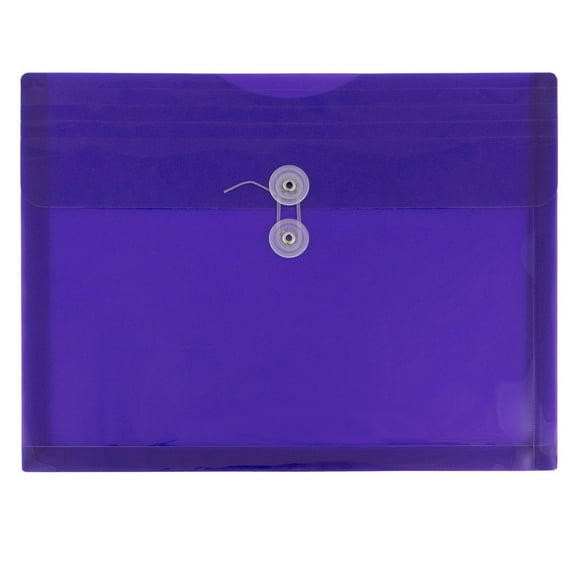 JAM Paper Plastic Envelopes, 9.8x13, 12/Pack, Purple, Button String, Letter Booklet
