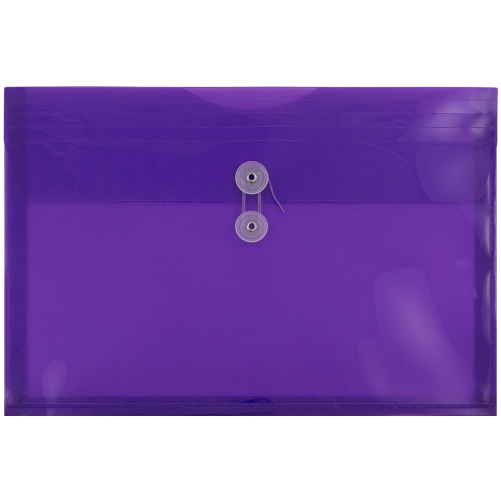 JAM Paper Plastic Envelopes, 9.8x14.5, 12/Pack, Purple, Button String, Legal Booklet