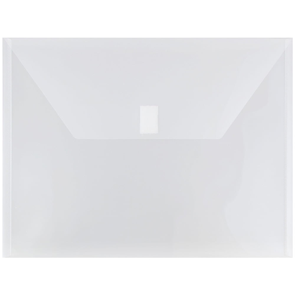 JAM Paper Plastic Envelopes, Letter Booklet Hook and Loop Closure, 9 3/4 x 13, Clear, 12 Pack