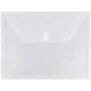 JAM Paper Plastic Envelopes, Letter Booklet Hook and Loop Closure, 9 3/4 x 13, Clear, 12 Pack