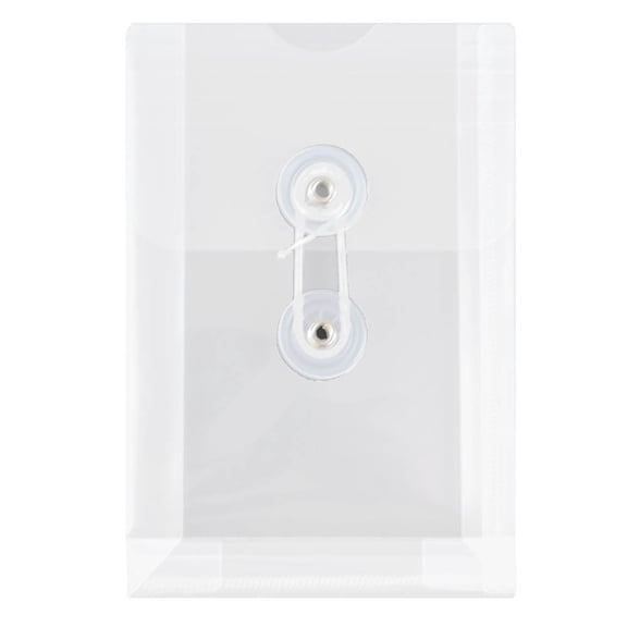 JAM Paper Plastic Envelopes with Button & String Tie Closure, 4 1/4 x 6 1/4, Clear, 3/Pack