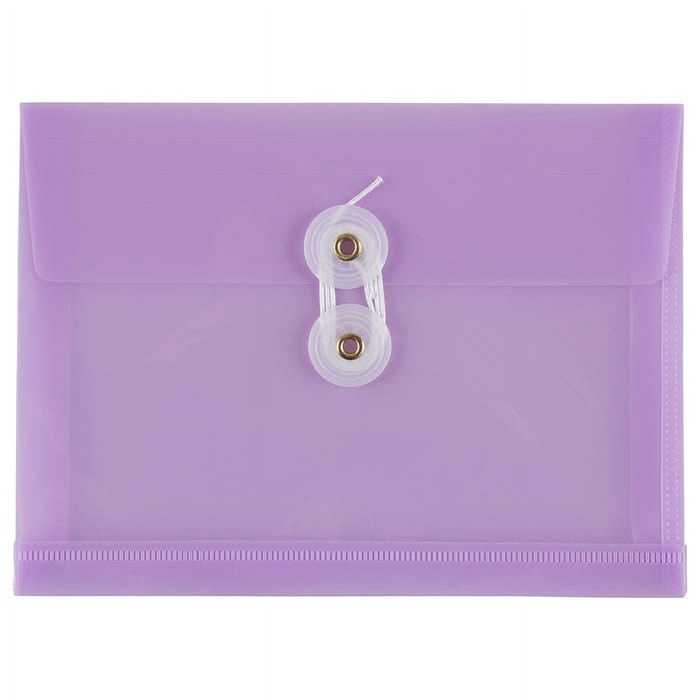 JAM Paper Plastic Envelopes with Button & String Tie Closure, Index Size, 5 1/2 x 7 1/2, Lilac Purple, 3/Pack