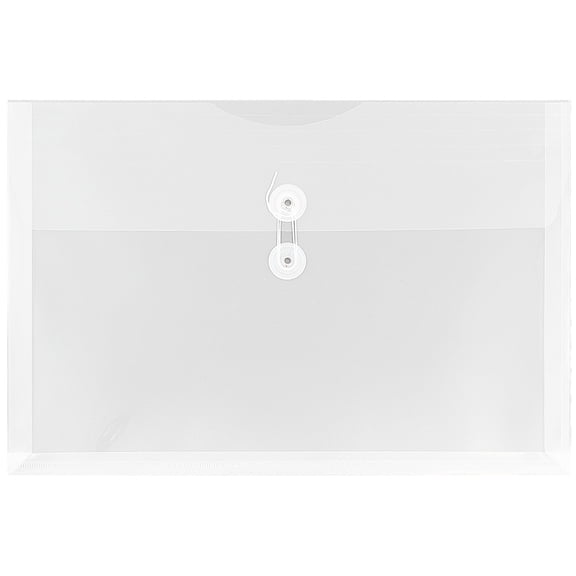 JAM Paper Plastic Envelopes with Button & String Tie Closure, Legal Booklet, 9 3/4 x 14 1/2, Clear, 3/Pack