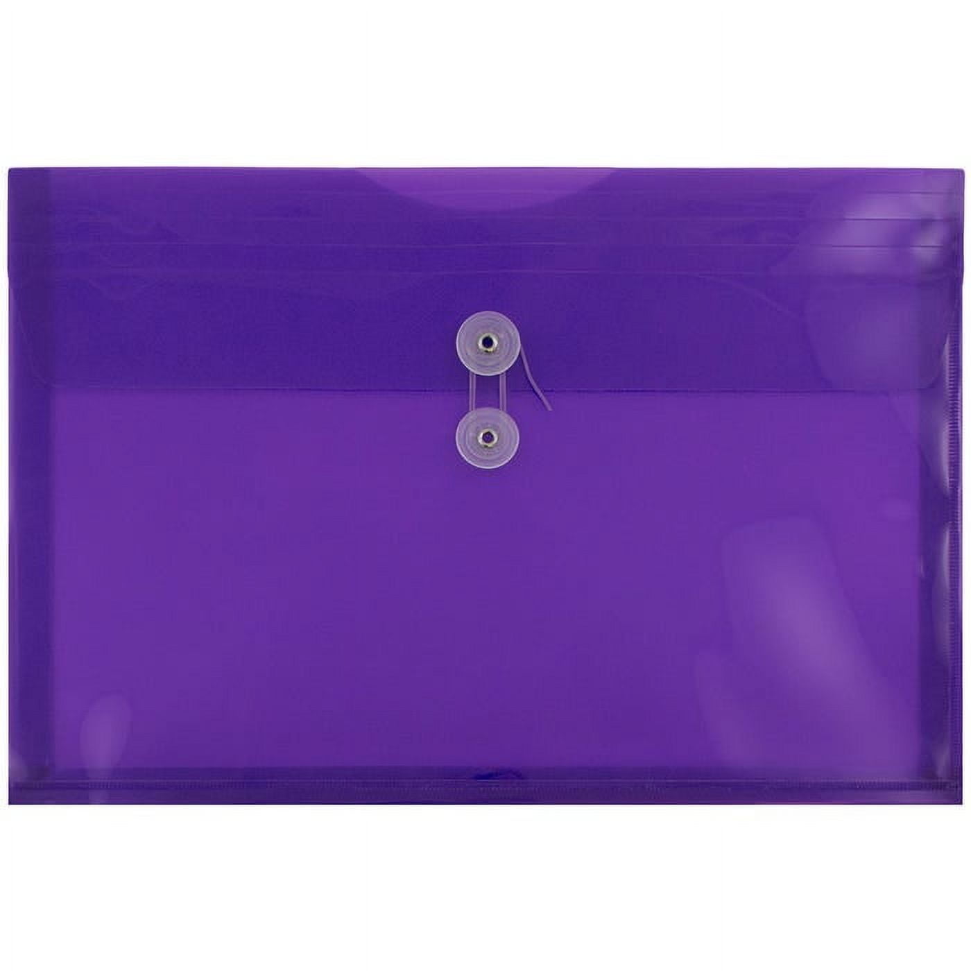 JAM Paper Plastic Envelopes with Button & String Tie Closure, Legal Booklet, 9 3/4 x 14 1/2, Purple, 3/Pack
