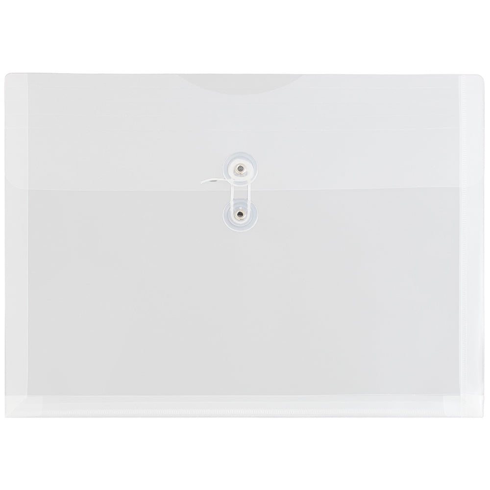 JAM Paper Plastic Envelopes with Button & String Tie Closure, Letter Booklet, 9 3/4 x 13, Clear, 3/Pack