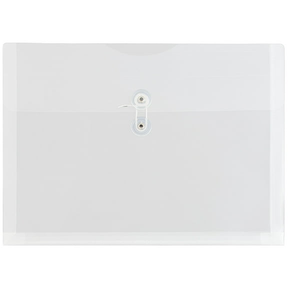JAM Paper Plastic Envelopes with Button & String Tie Closure, Letter Booklet, 9 3/4 x 13, Clear, 3/Pack