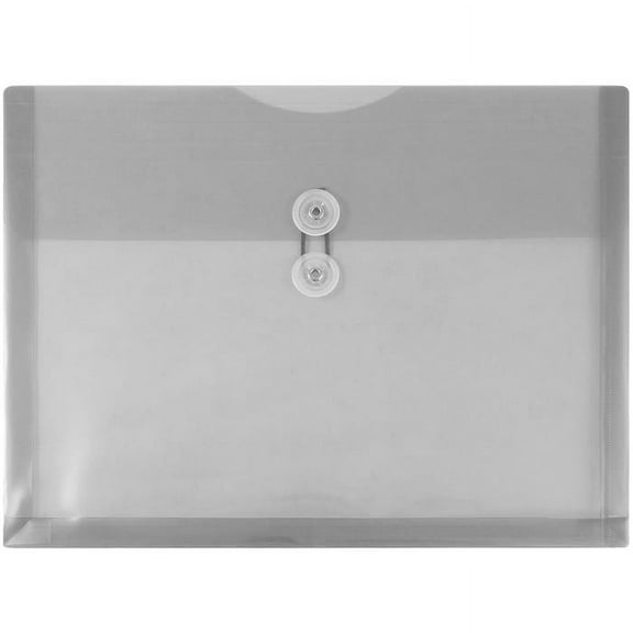 JAM Paper Plastic Envelopes with Button & String Tie Closure, Letter Booklet, 9 3/4 x 13, Smoke Gray, 3/Pack