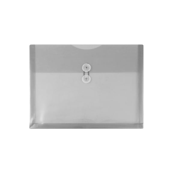 JAM Paper Plastic Envelopes with Button and String Tie Closure Letter Booklet 9.75 x 13 Smoke Gray