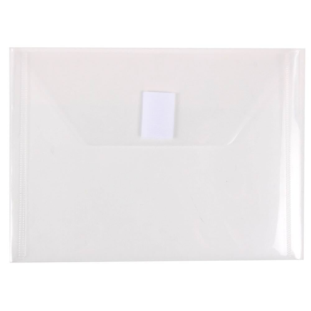 JAM Paper Plastic Envelopes with Hook & Loop Closure, Index, 5 1/2 x 7 1/2, Clear, 3/Pack